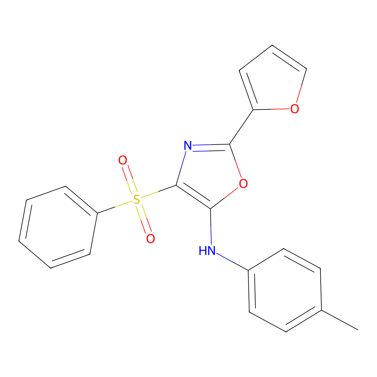 2-(furan-2-yl)-4-(phenylsulfonyl)-N-(p-tolyl)oxazol-5-amine molecular structure, CAS 862793-28-0