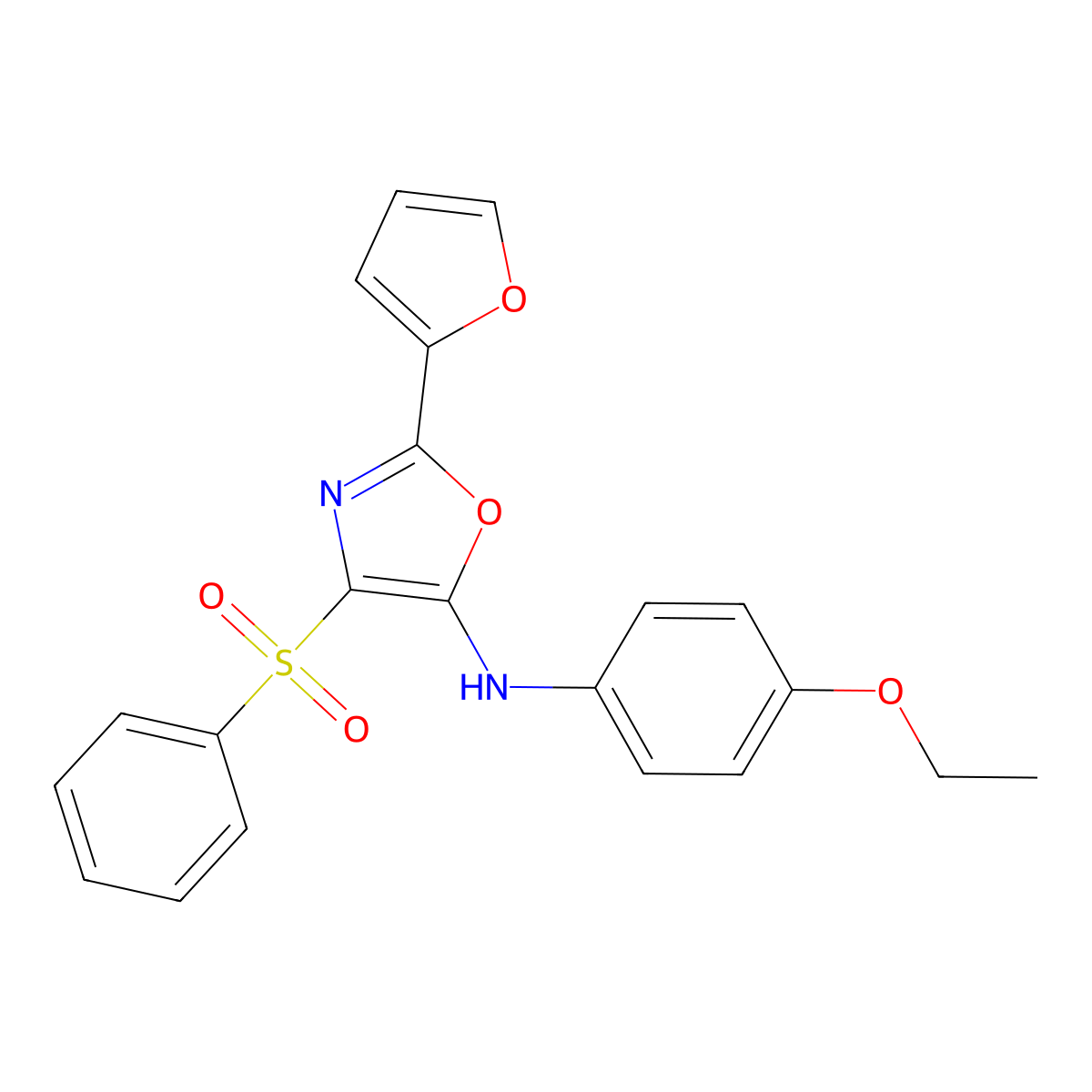 N-(4-ethoxyphenyl)-2-(furan-2-yl)-4-(phenylsulfonyl)-1,3-oxazol-5-amine molecular structure, CAS 862793-29-1