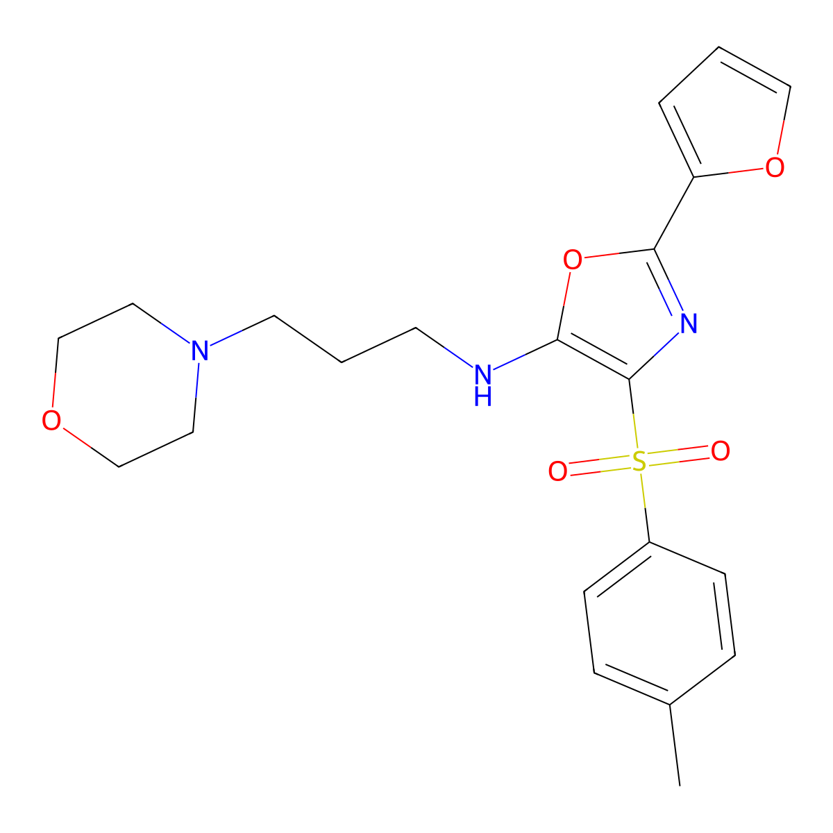 2-(Furan-2-YL)-4-(4-methylbenzenesulfonyl)-N-[3-(morpholin-4-YL)propyl]-1,3-oxazol-5-amine molecular structure, CAS 862793-35-9