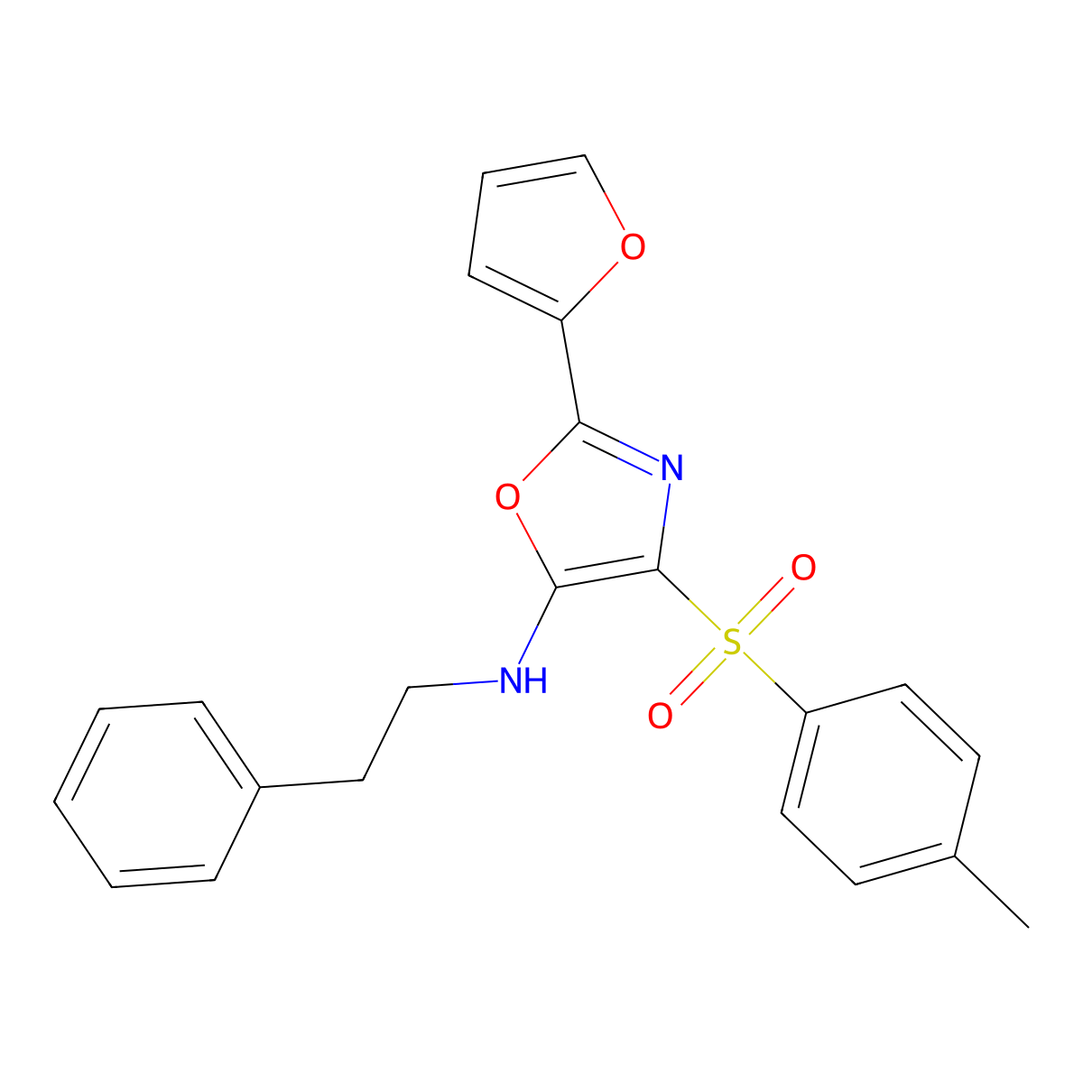 2-(furan-2-yl)-4-[(4-methylphenyl)sulfonyl]-N-(2-phenylethyl)-1,3-oxazol-5-amine molecular structure, CAS 862793-41-7