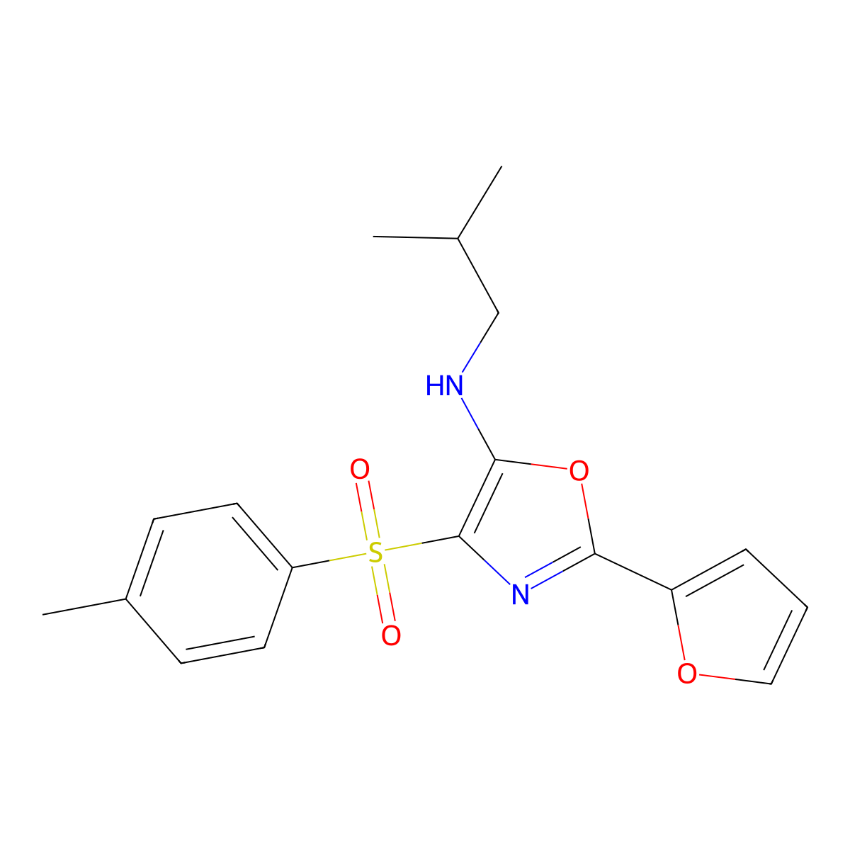 2-(furan-2-yl)-4-[(4-methylphenyl)sulfonyl]-N-(2-methylpropyl)-1,3-oxazol-5-amine molecular structure, CAS 862793-42-8