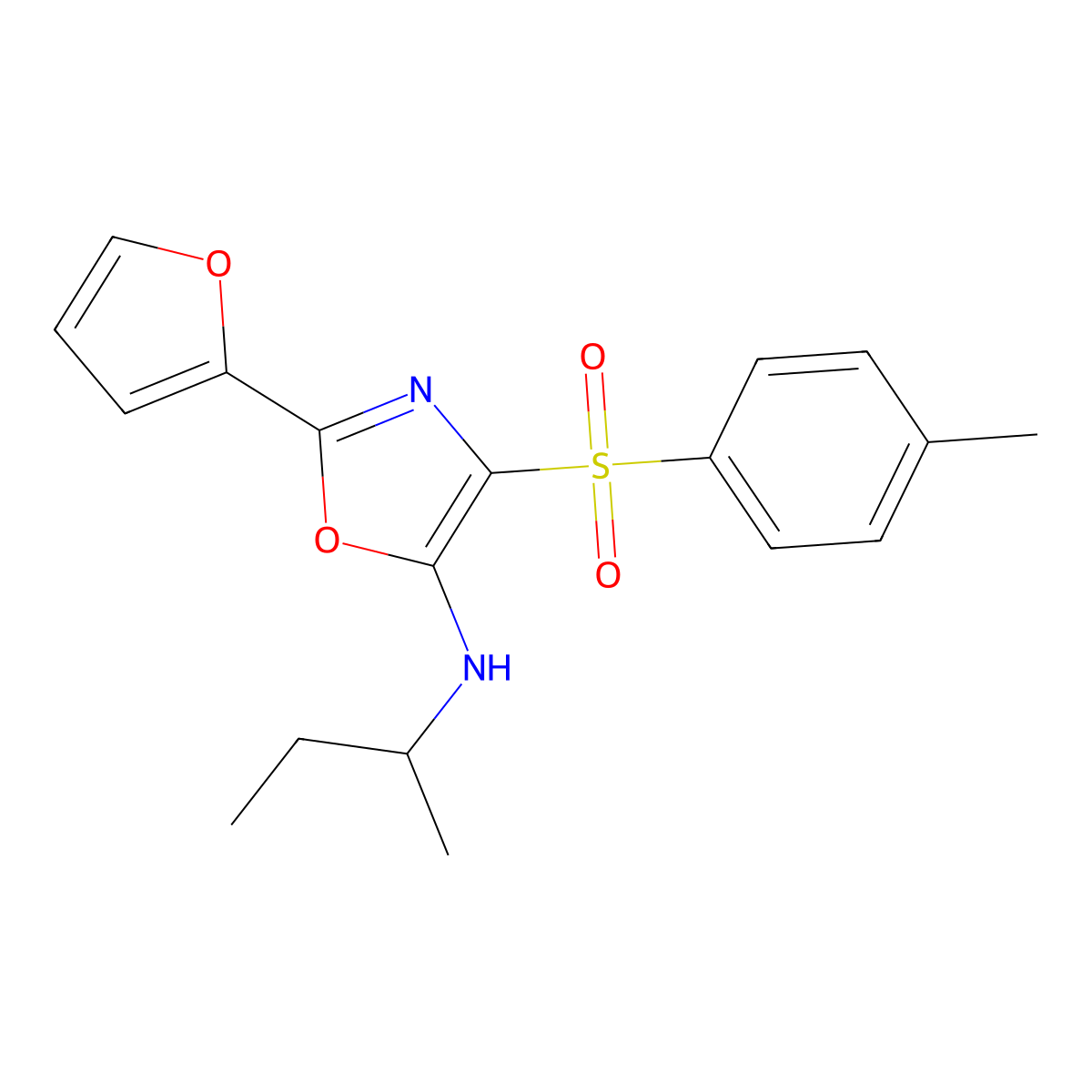 N-(sec-butyl)-2-(furan-2-yl)-4-tosyloxazol-5-amine molecular structure, CAS 862793-43-9