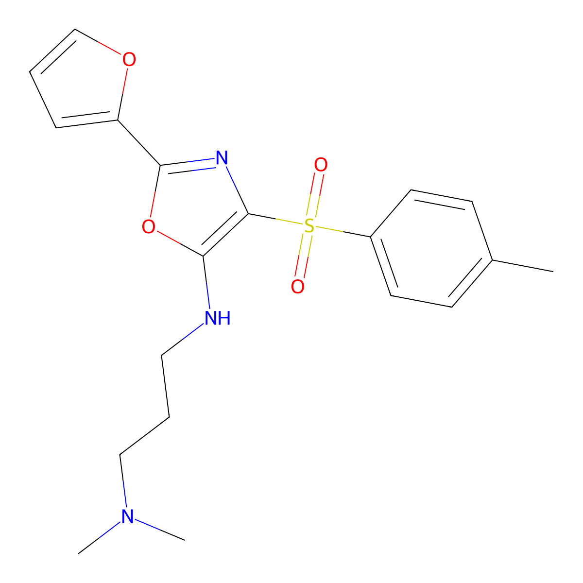 N1-(2-(furan-2-yl)-4-tosyloxazol-5-yl)-N3,N3-dimethylpropane-1,3-diamine molecular structure, CAS 862793-45-1