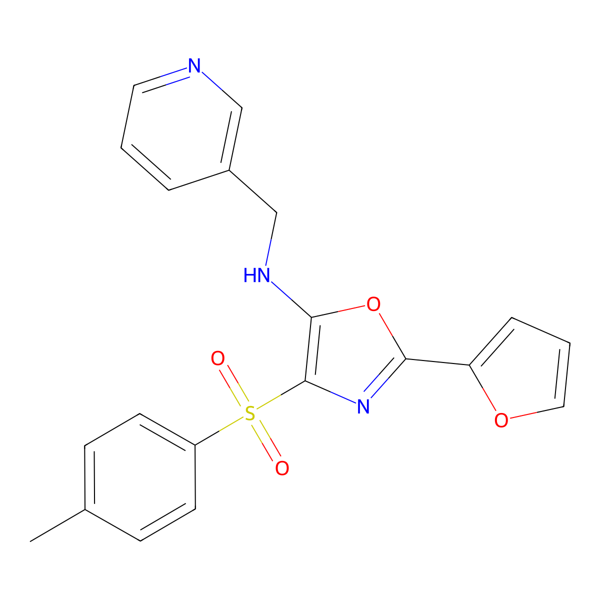 2-(furan-2-yl)-4-(4-methylbenzenesulfonyl)-N-[(pyridin-3-yl)methyl]-1,3-oxazol-5-amine molecular structure, CAS 862793-49-5