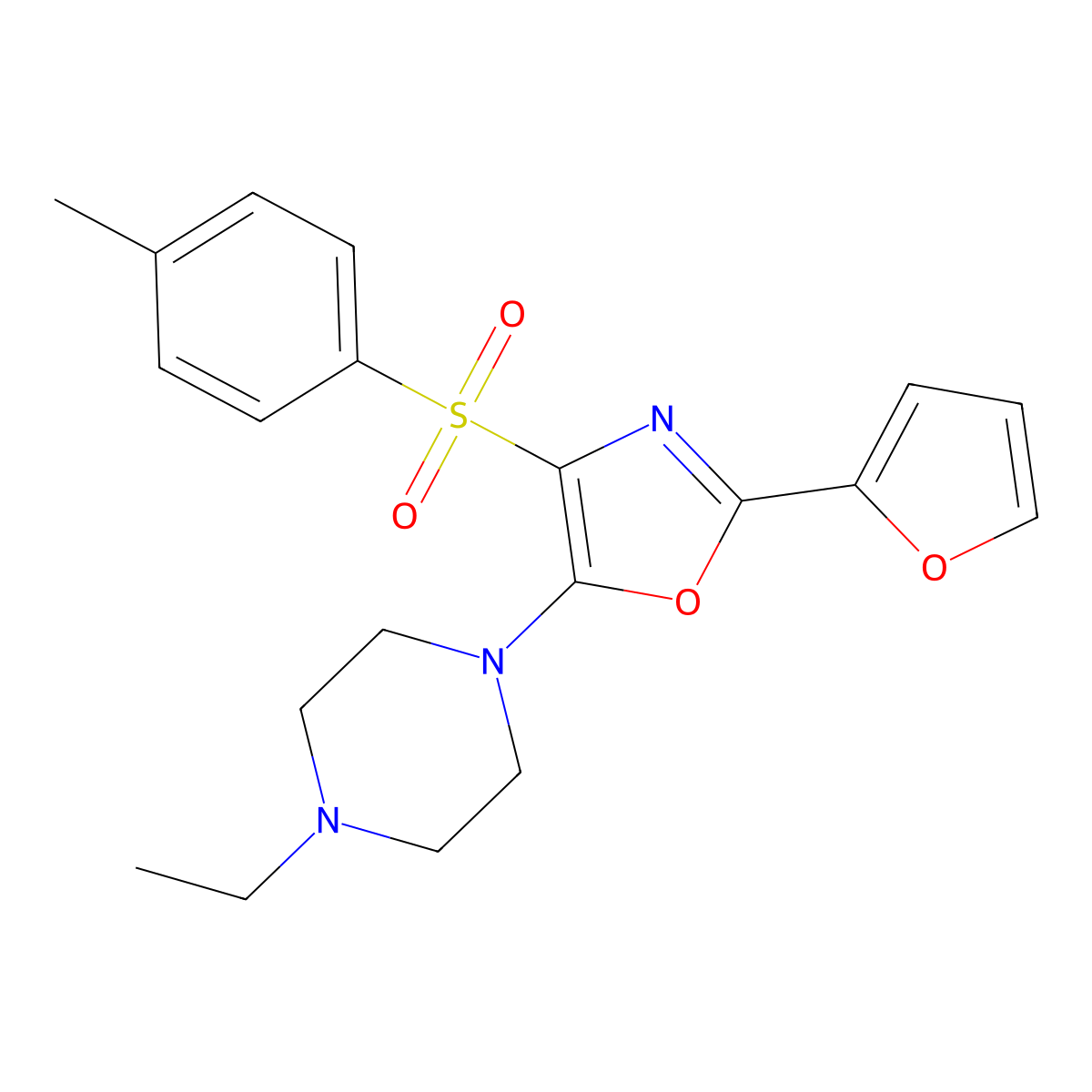 5-(4-Ethylpiperazin-1-yl)-2-(furan-2-yl)-4-tosyloxazole molecular structure, CAS 862793-50-8