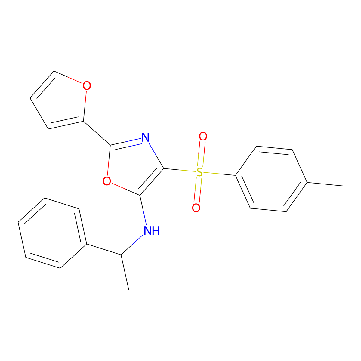 2-(furan-2-yl)-N-(1-phenylethyl)-4-tosyloxazol-5-amine molecular structure, CAS 862793-53-1