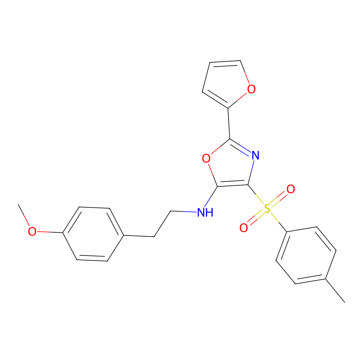 2-(furan-2-yl)-N-[2-(4-methoxyphenyl)ethyl]-4-[(4-methylphenyl)sulfonyl]-1,3-oxazol-5-amine molecular structure, CAS 862793-54-2