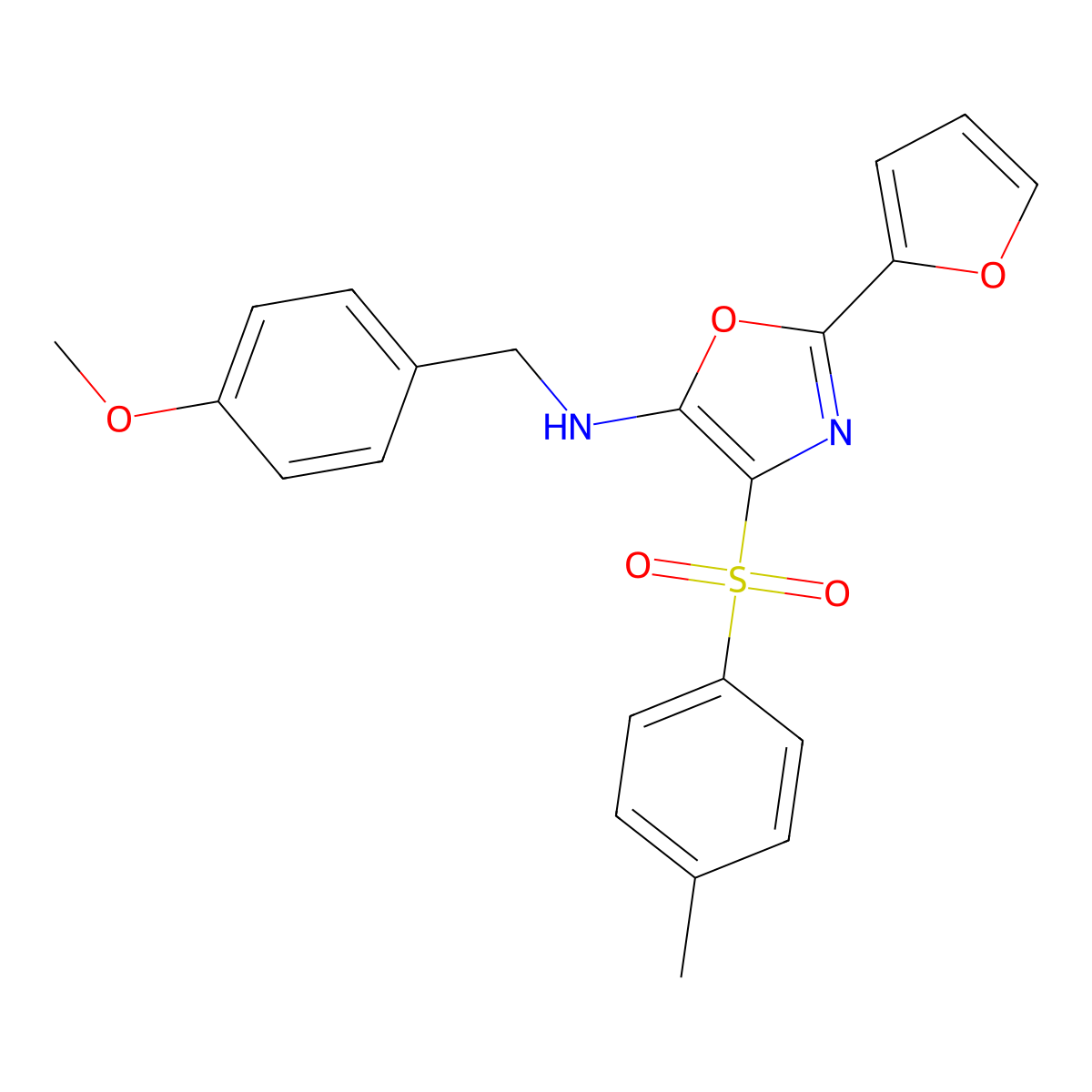 2-(furan-2-yl)-N-(4-methoxybenzyl)-4-[(4-methylphenyl)sulfonyl]-1,3-oxazol-5-amine molecular structure, CAS 862793-56-4