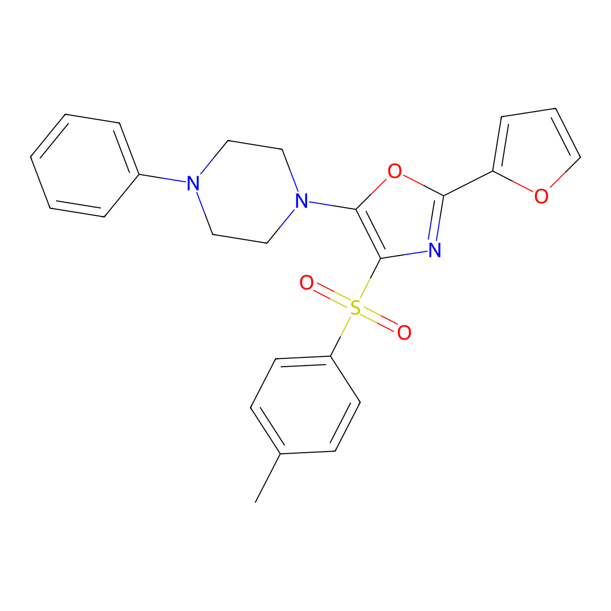 2-(Furan-2-yl)-5-(4-phenylpiperazin-1-yl)-4-tosyloxazole molecular structure, CAS 862793-57-5
