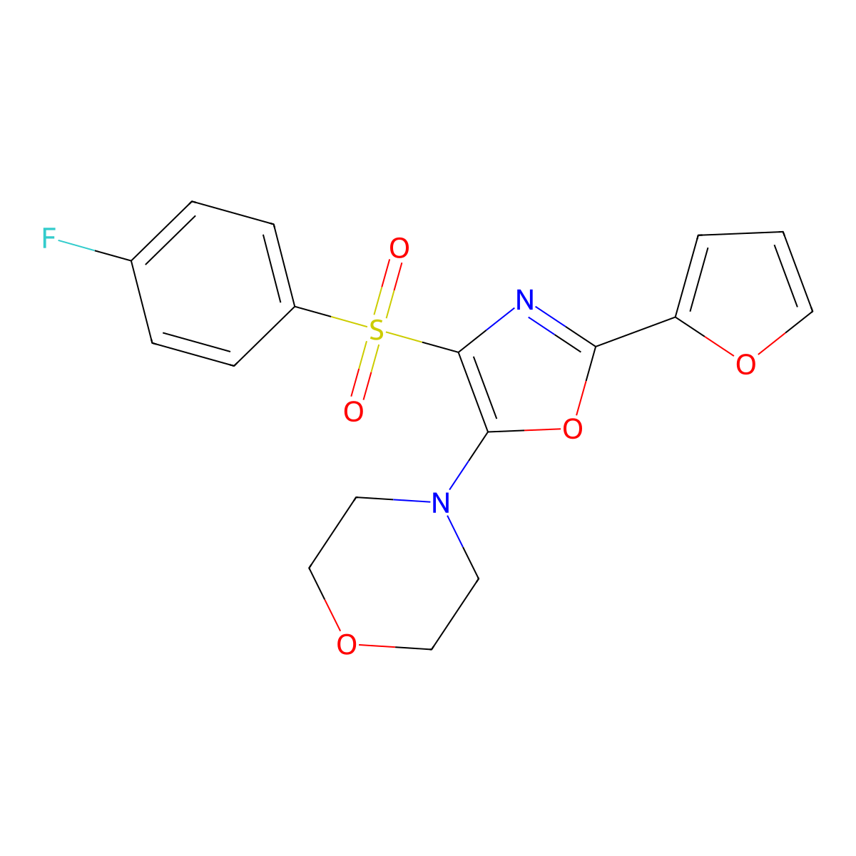 4-(4-((4-Fluorophenyl)sulfonyl)-2-(furan-2-yl)oxazol-5-yl)morpholine molecular structure, CAS 862793-74-6