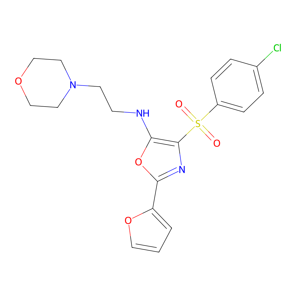 4-(4-Chlorobenzenesulfonyl)-2-(furan-2-YL)-N-[2-(morpholin-4-YL)ethyl]-1,3-oxazol-5-amine molecular structure, CAS 862794-41-0
