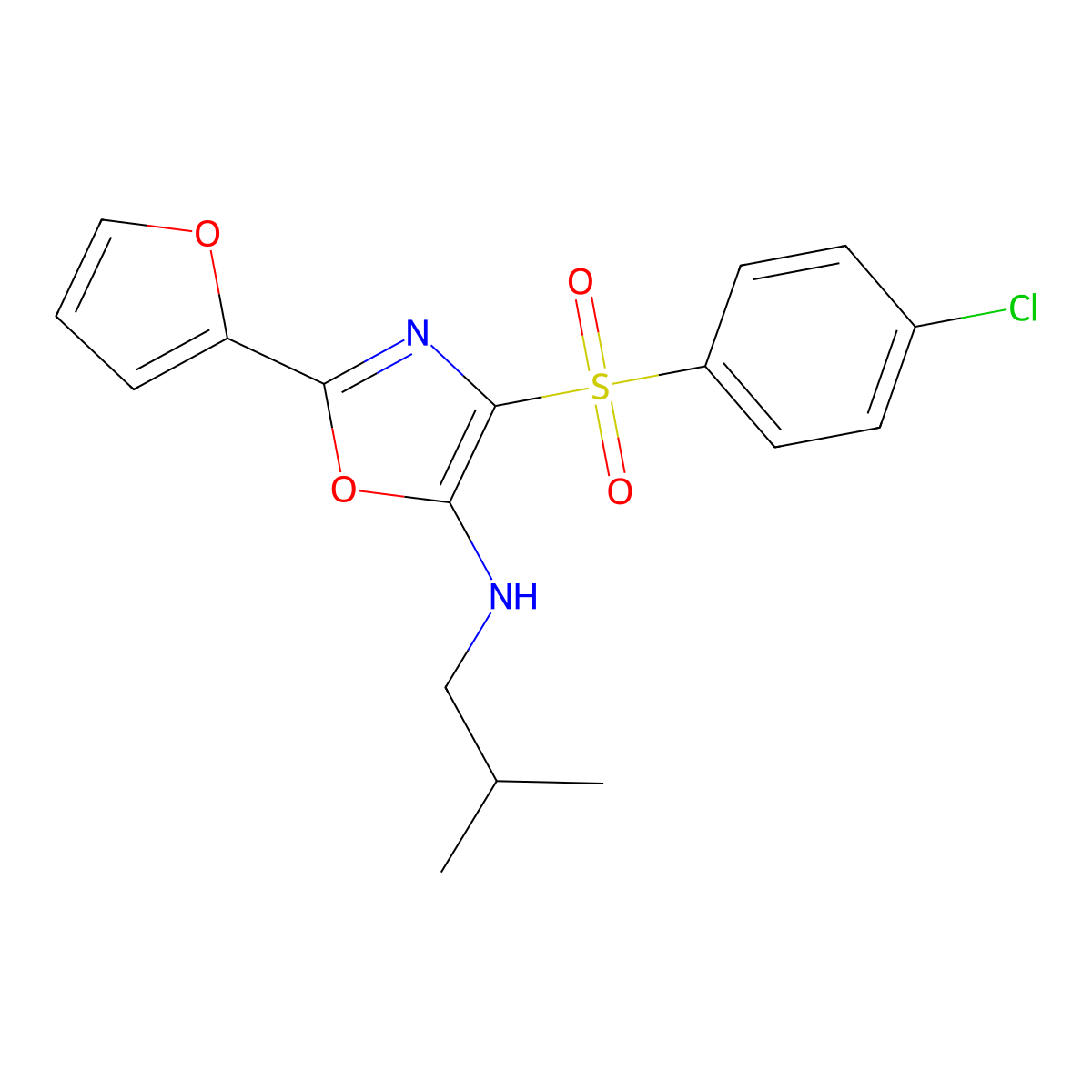 4-[(4-chlorophenyl)sulfonyl]-2-(furan-2-yl)-N-(2-methylpropyl)-1,3-oxazol-5-amine molecular structure, CAS 862794-45-4