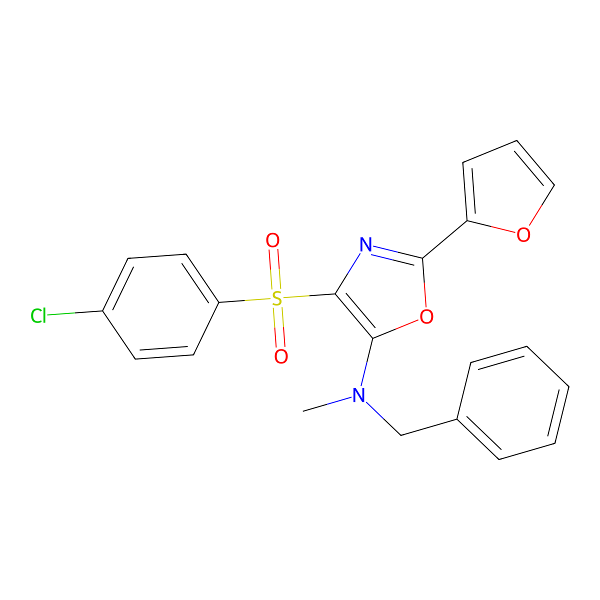 N-benzyl-4-[(4-chlorophenyl)sulfonyl]-2-(furan-2-yl)-N-methyl-1,3-oxazol-5-amine molecular structure, CAS 862794-47-6
