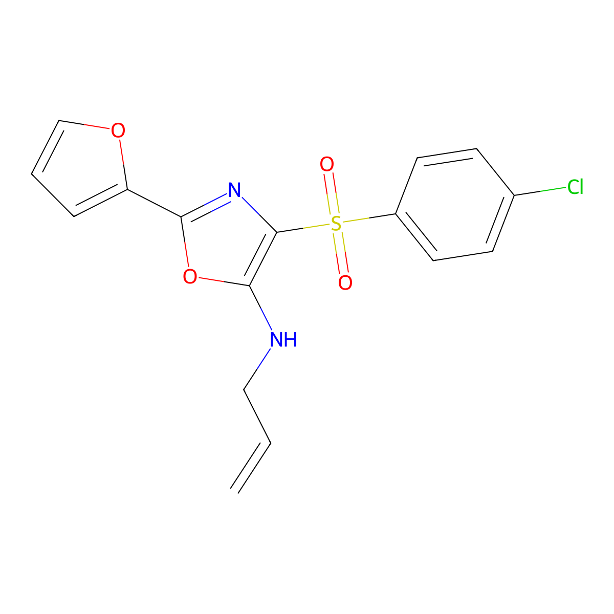 4-[(4-chlorophenyl)sulfonyl]-2-(furan-2-yl)-N-(prop-2-en-1-yl)-1,3-oxazol-5-amine molecular structure, CAS 862794-50-1
