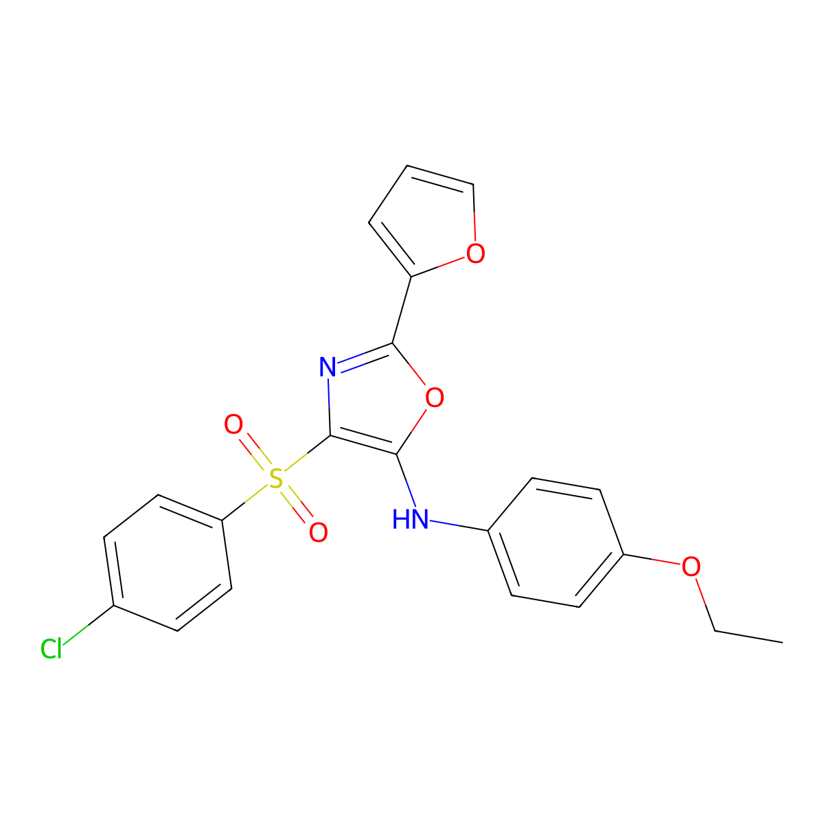 4-((4-chlorophenyl)sulfonyl)-N-(4-ethoxyphenyl)-2-(furan-2-yl)oxazol-5-amine molecular structure, CAS 862794-89-6
