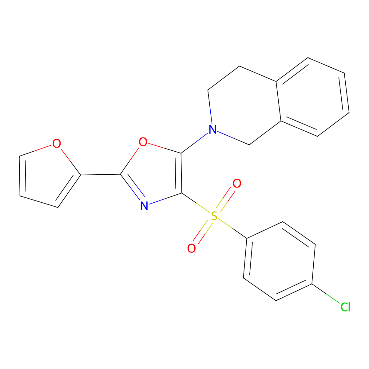 4-((4-chlorophenyl)sulfonyl)-5-(3,4-dihydroisoquinolin-2(1H)-yl)-2-(furan-2-yl)oxazole molecular structure, CAS 862794-94-3