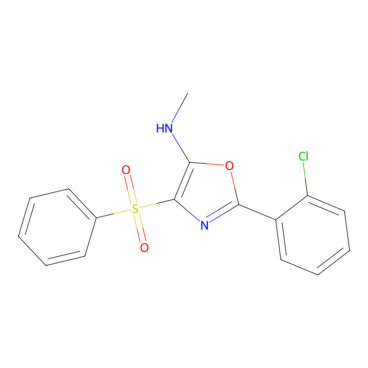 4-(benzenesulfonyl)-2-(2-chlorophenyl)-N-methyl-1,3-oxazol-5-amine molecular structure, CAS 862795-43-5