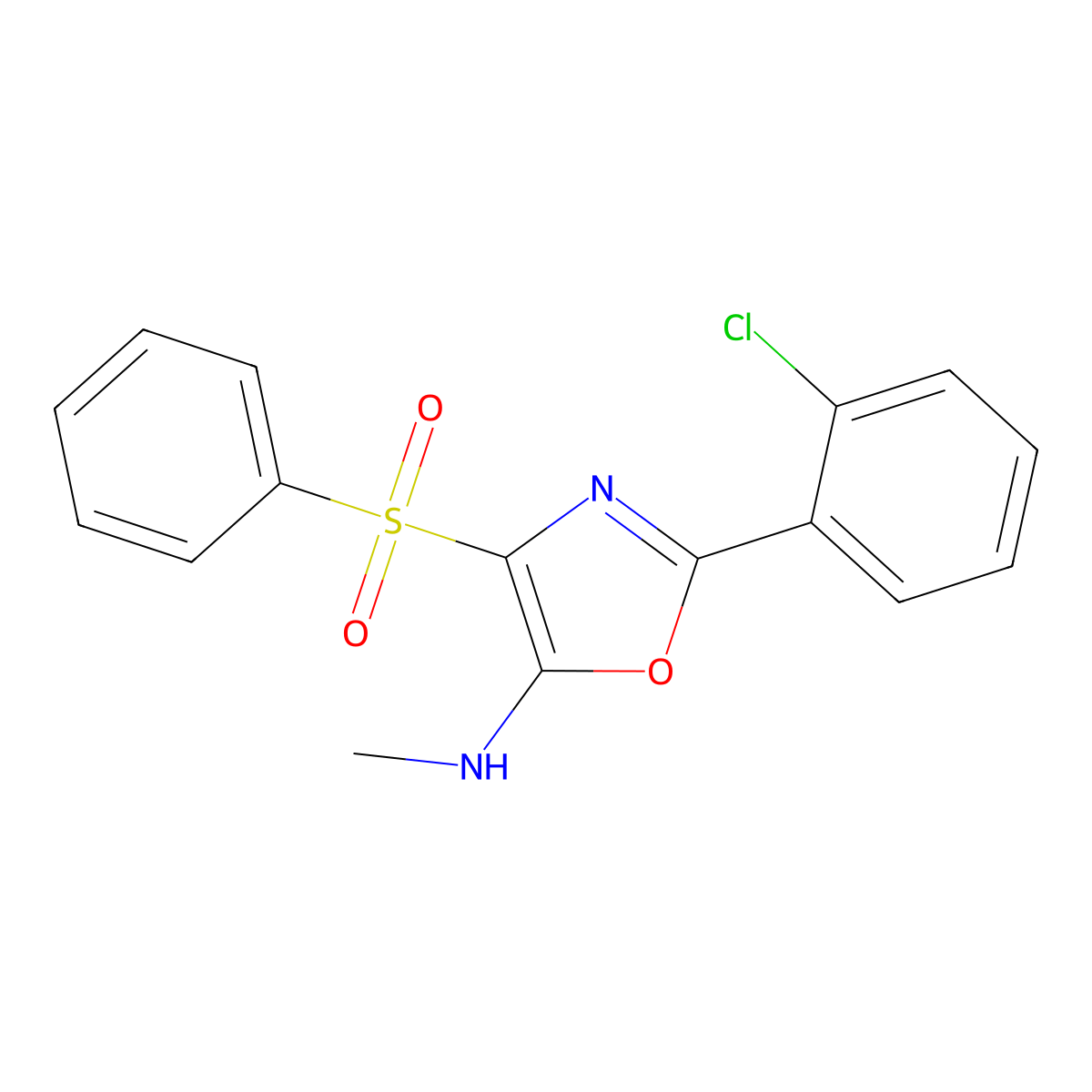 4-(benzenesulfonyl)-2-(2-chlorophenyl)-N-methyl-1,3-oxazol-5-amine molecular structure, CAS 862795-43-5
