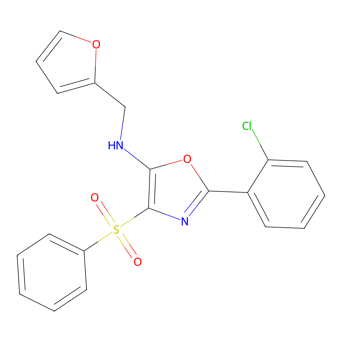 2-(2-chlorophenyl)-N-(furan-2-ylmethyl)-4-(phenylsulfonyl)oxazol-5-amine molecular structure, CAS 862795-49-1