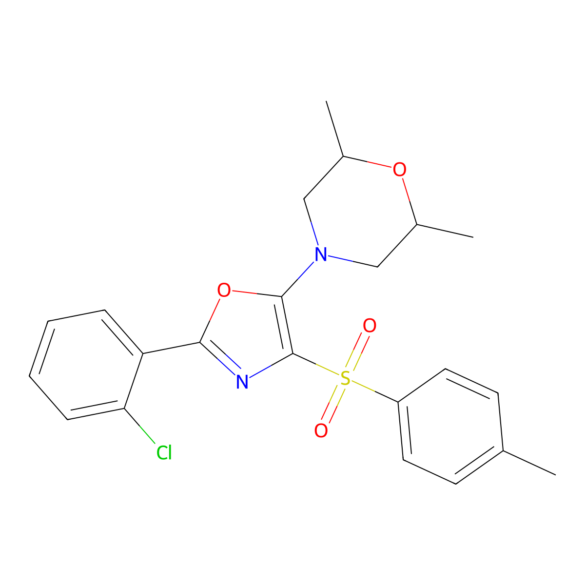 4-(2-(2-Chlorophenyl)-4-tosyloxazol-5-yl)-2,6-dimethylmorpholine molecular structure, CAS 862795-74-2