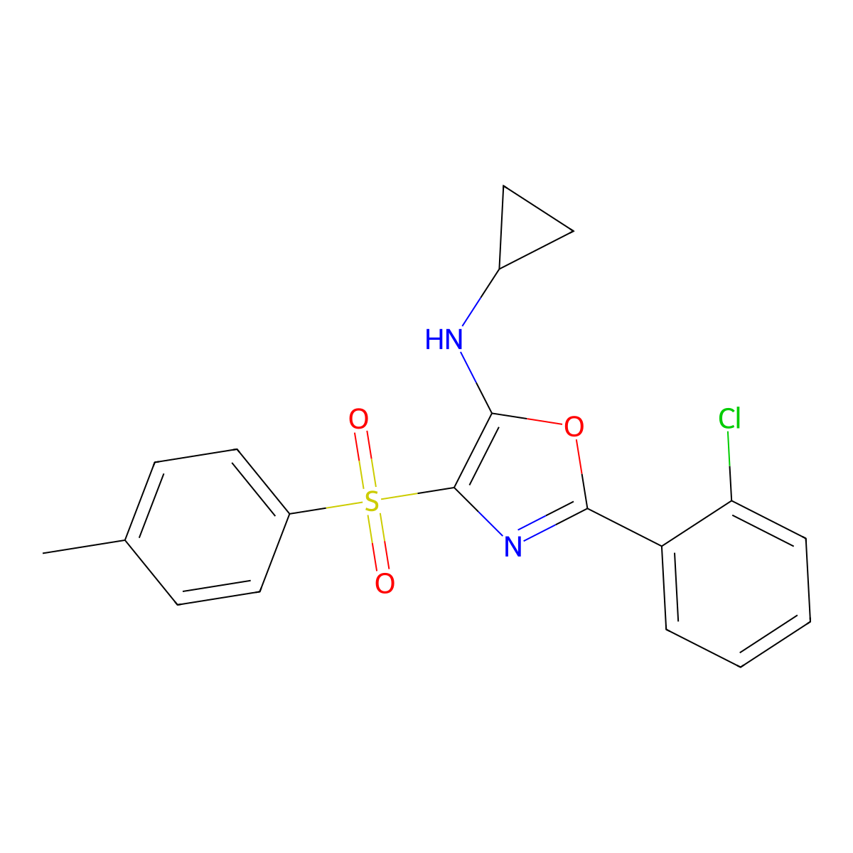 2-(2-chlorophenyl)-N-cyclopropyl-4-[(4-methylphenyl)sulfonyl]-1,3-oxazol-5-amine molecular structure, CAS 862795-92-4