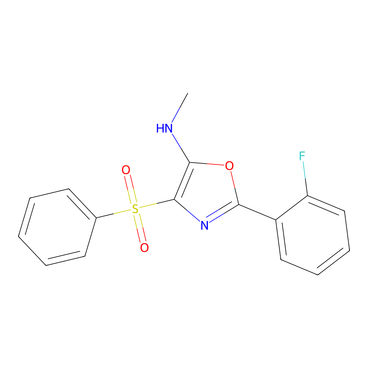 2-(2-fluorophenyl)-N-methyl-4-(phenylsulfonyl)oxazol-5-amine molecular structure, CAS 862797-52-2