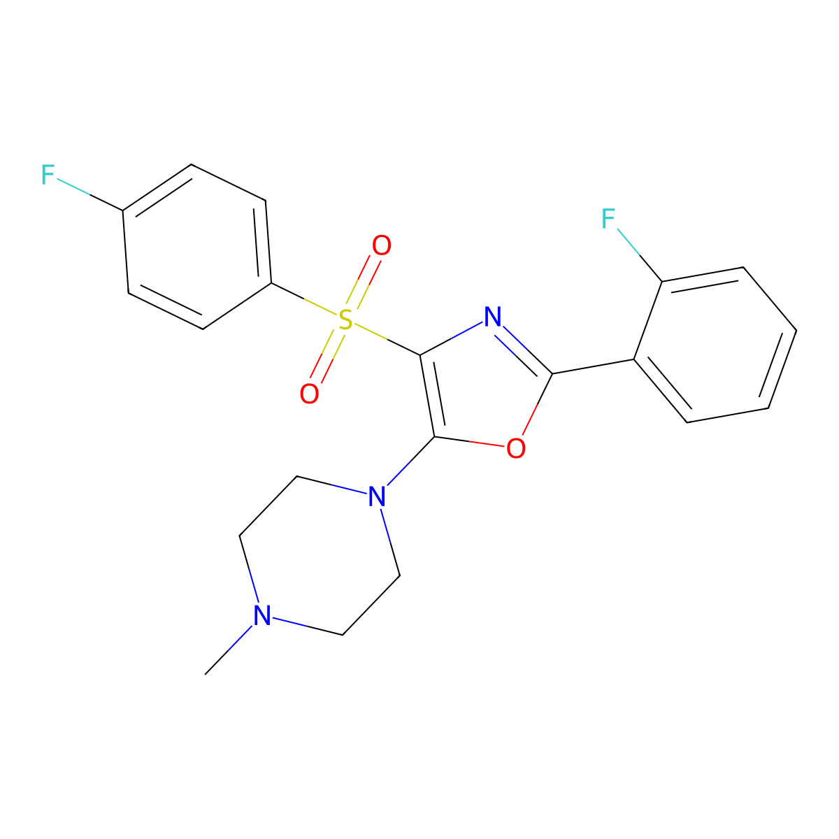 2-(2-Fluorophenyl)-4-((4-fluorophenyl)sulfonyl)-5-(4-methylpiperazin-1-yl)oxazole molecular structure, CAS 862798-67-2