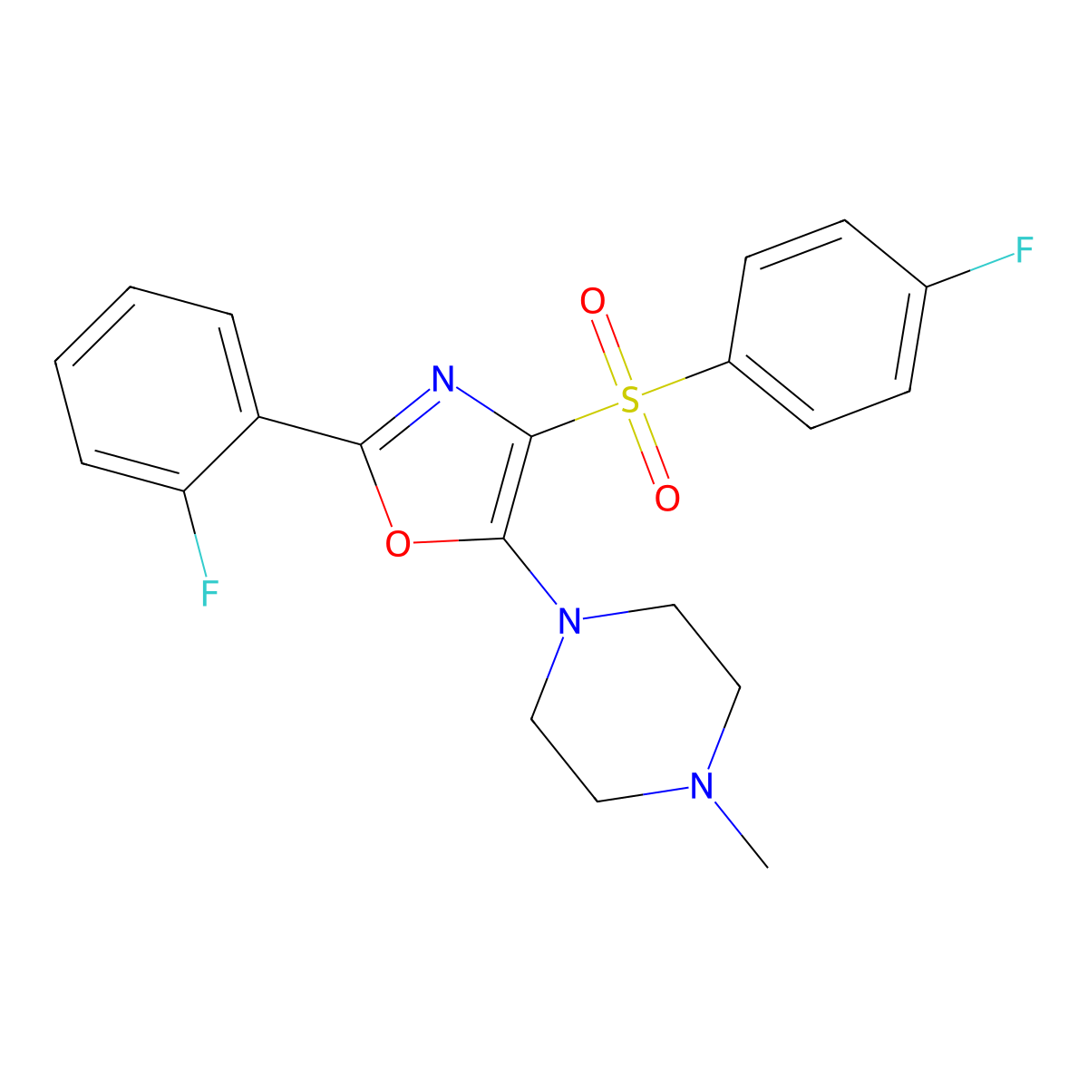 2-(2-Fluorophenyl)-4-((4-fluorophenyl)sulfonyl)-5-(4-methylpiperazin-1-yl)oxazole molecular structure, CAS 862798-67-2