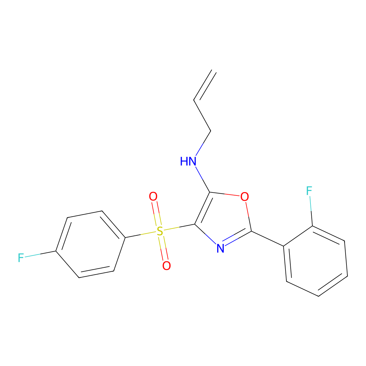 2-(2-fluorophenyl)-4-[(4-fluorophenyl)sulfonyl]-N-(prop-2-en-1-yl)-1,3-oxazol-5-amine molecular structure, CAS 862798-69-4