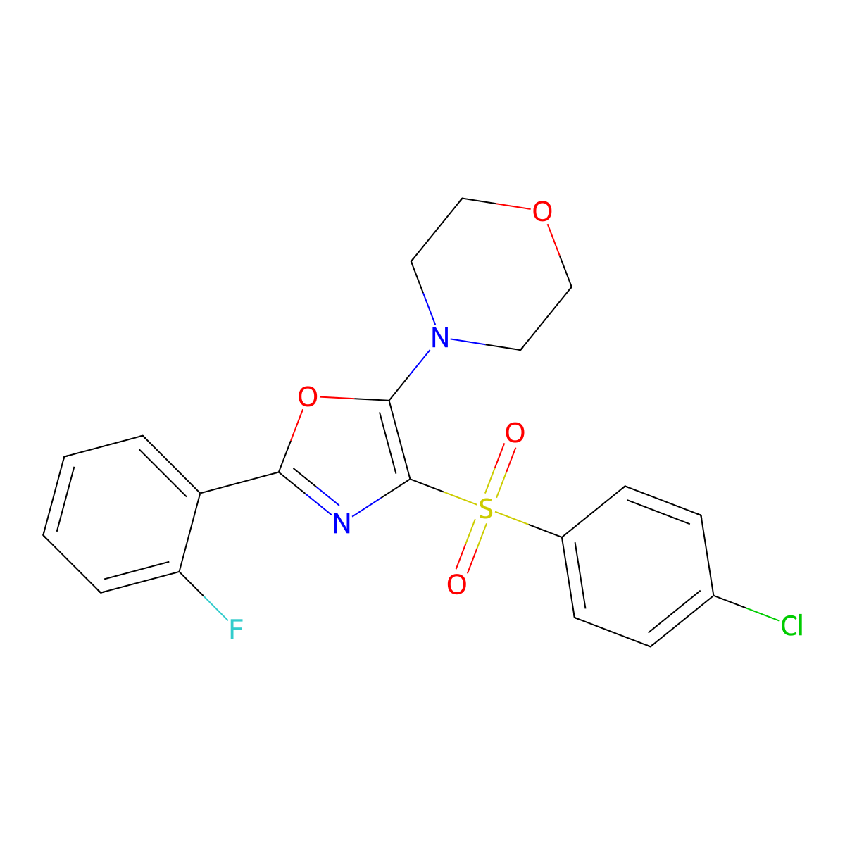 4-(4-((4-Chlorophenyl)sulfonyl)-2-(2-fluorophenyl)oxazol-5-yl)morpholine molecular structure, CAS 862799-03-9