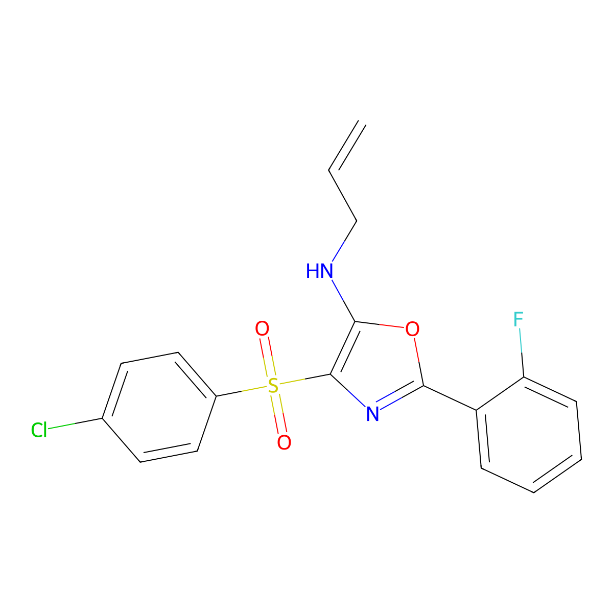 4-[(4-chlorophenyl)sulfonyl]-2-(2-fluorophenyl)-N-(prop-2-en-1-yl)-1,3-oxazol-5-amine molecular structure, CAS 862799-17-5