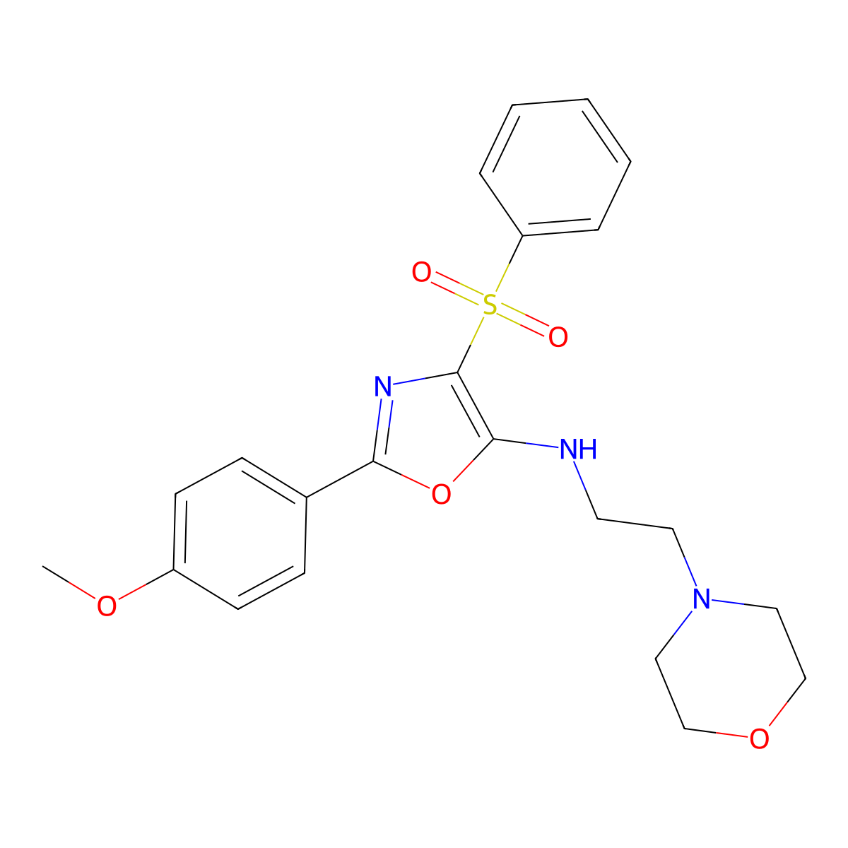 2-(4-methoxyphenyl)-N-(2-morpholinoethyl)-4-(phenylsulfonyl)oxazol-5-amine molecular structure, CAS 862800-03-1