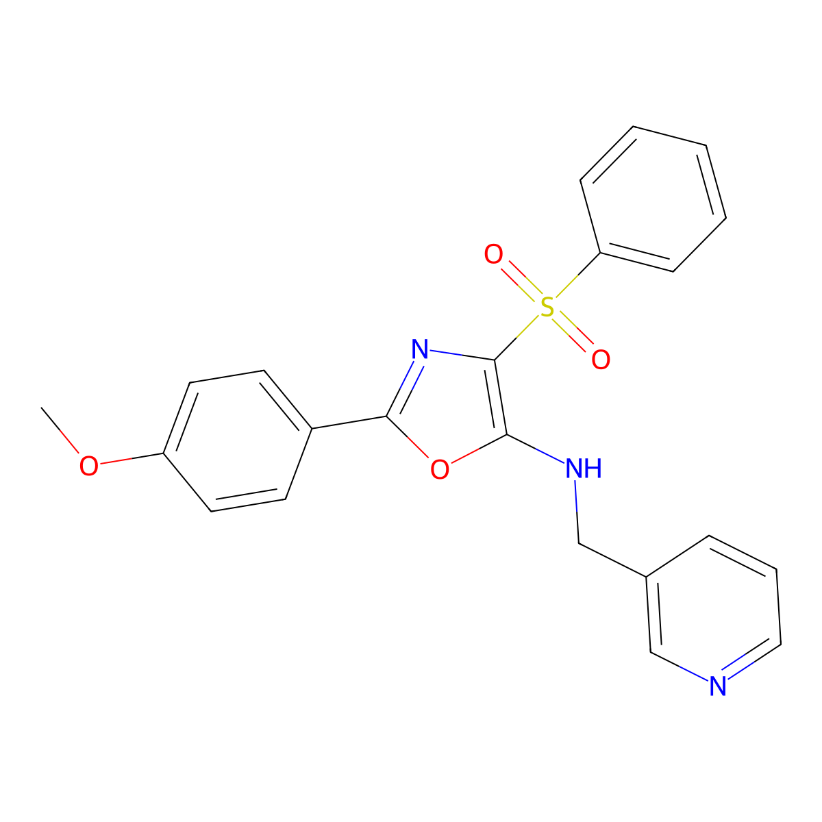 2-(4-methoxyphenyl)-4-(phenylsulfonyl)-N-(pyridin-3-ylmethyl)oxazol-5-amine molecular structure, CAS 862800-14-4