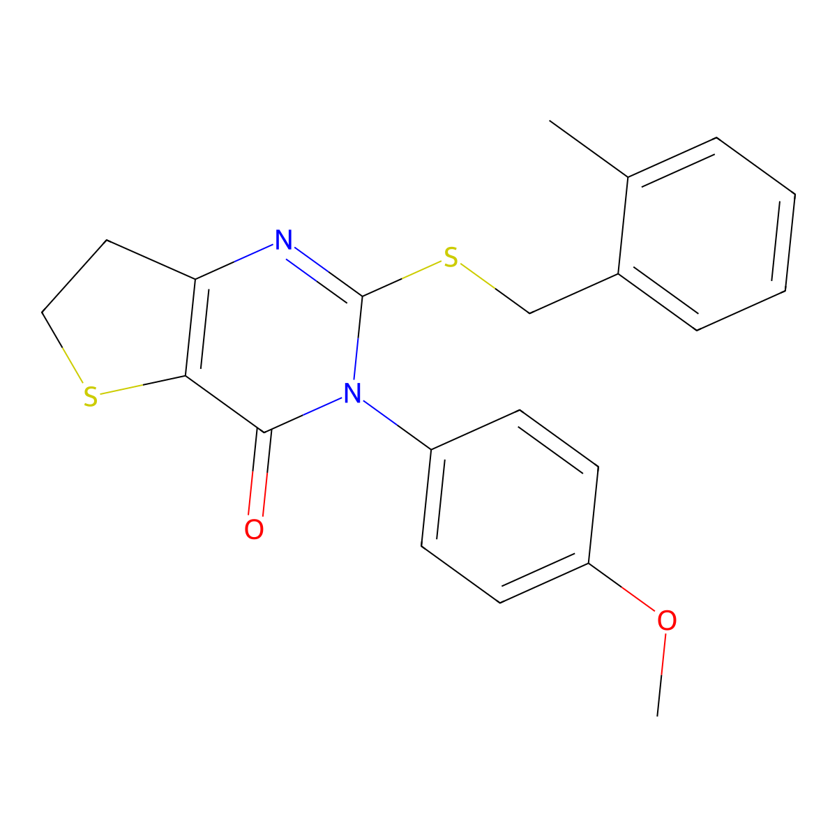 3-(4-methoxyphenyl)-2-((2-methylbenzyl)thio)-6,7-dihydrothieno[3,2-d]pyrimidin-4(3H)-one molecular structure, CAS 862806-48-2