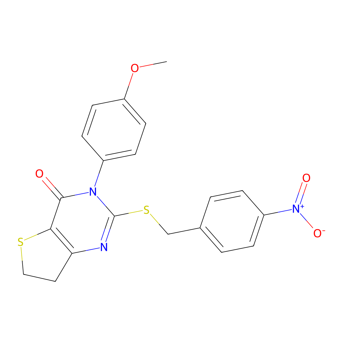 3-(4-methoxyphenyl)-2-((4-nitrobenzyl)thio)-6,7-dihydrothieno[3,2-d]pyrimidin-4(3H)-one molecular structure, CAS 862806-49-3