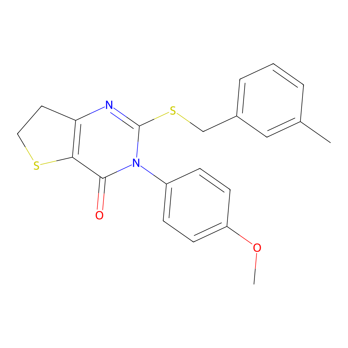 3-(4-methoxyphenyl)-2-((3-methylbenzyl)thio)-6,7-dihydrothieno[3,2-d]pyrimidin-4(3H)-one molecular structure, CAS 862806-51-7