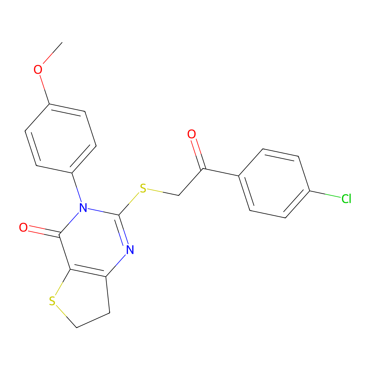 2-((2-(4-chlorophenyl)-2-oxoethyl)thio)-3-(4-methoxyphenyl)-6,7-dihydrothieno[3,2-d]pyrimidin-4(3H)-one molecular structure, CAS 862806-55-1