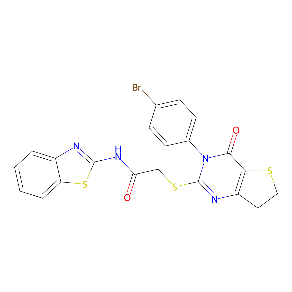N-(1,3-benzothiazol-2-yl)-2-[[3-(4-bromophenyl)-4-oxo-6,7-dihydrothieno[3,2-d]pyrimidin-2-yl]sulfanyl]acetamide molecular structure, CAS 862806-56-2