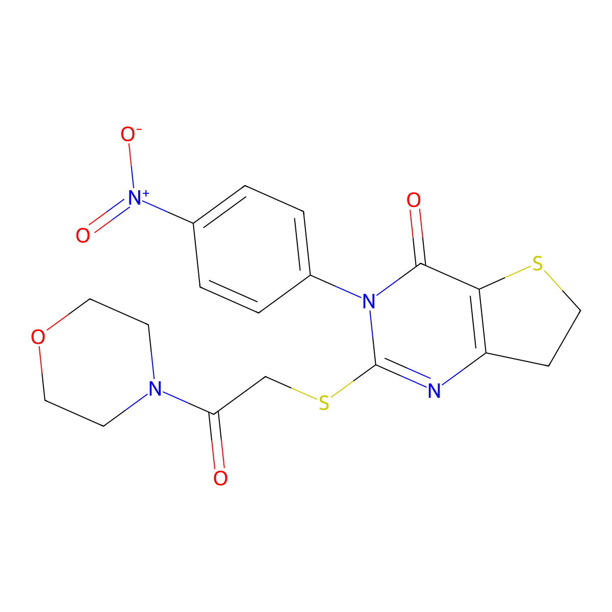 2-((2-morpholino-2-oxoethyl)thio)-3-(4-nitrophenyl)-6,7-dihydrothieno[3,2-d]pyrimidin-4(3H)-one molecular structure, CAS 862806-57-3