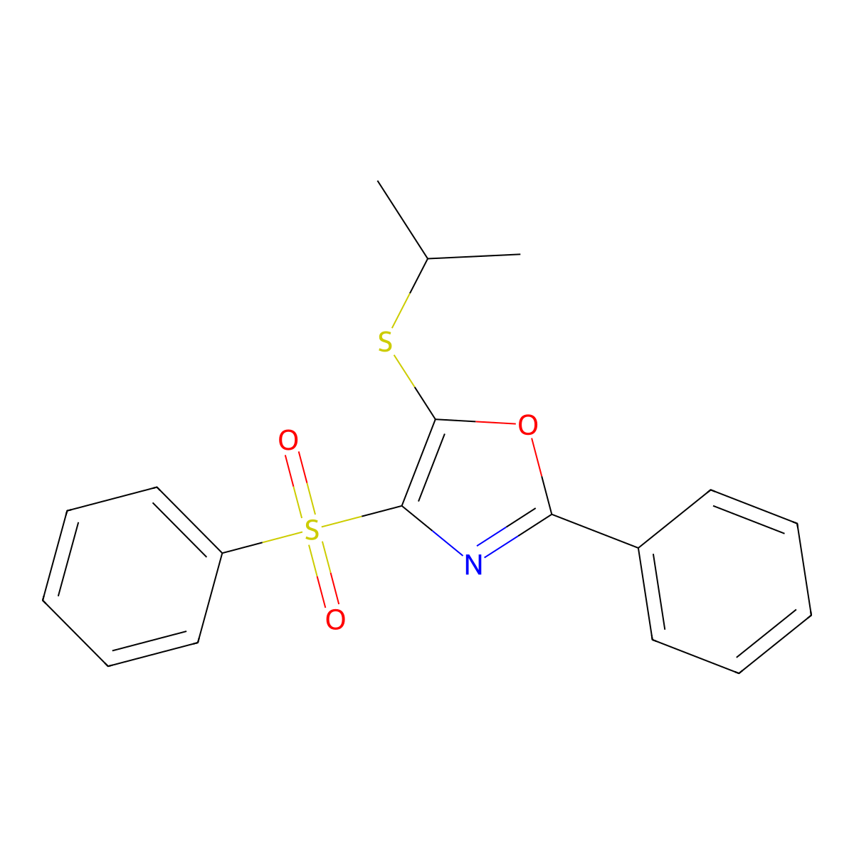 5-(Isopropylthio)-2-phenyl-4-(phenylsulfonyl)oxazole molecular structure, CAS 862807-05-4