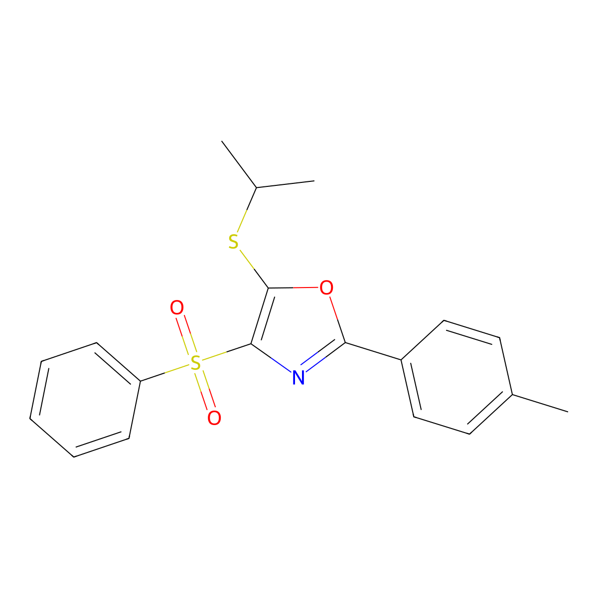 5-(Isopropylthio)-4-(phenylsulfonyl)-2-(p-tolyl)oxazole molecular structure, CAS 862807-07-6