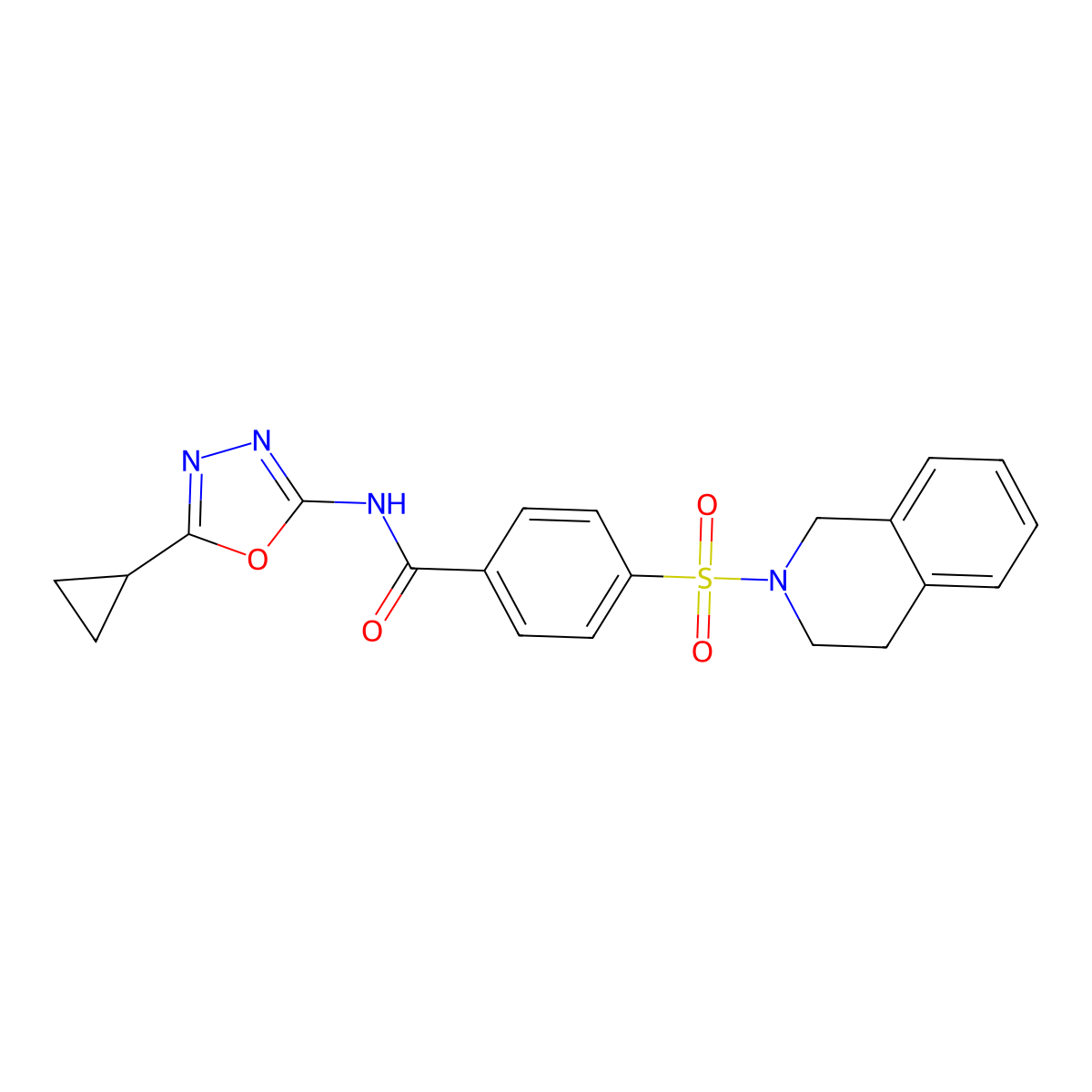 N-(5-cyclopropyl-1,3,4-oxadiazol-2-yl)-4-((3,4-dihydroisoquinolin-2(1H)-yl)sulfonyl)benzamide molecular structure, CAS 862807-08-7