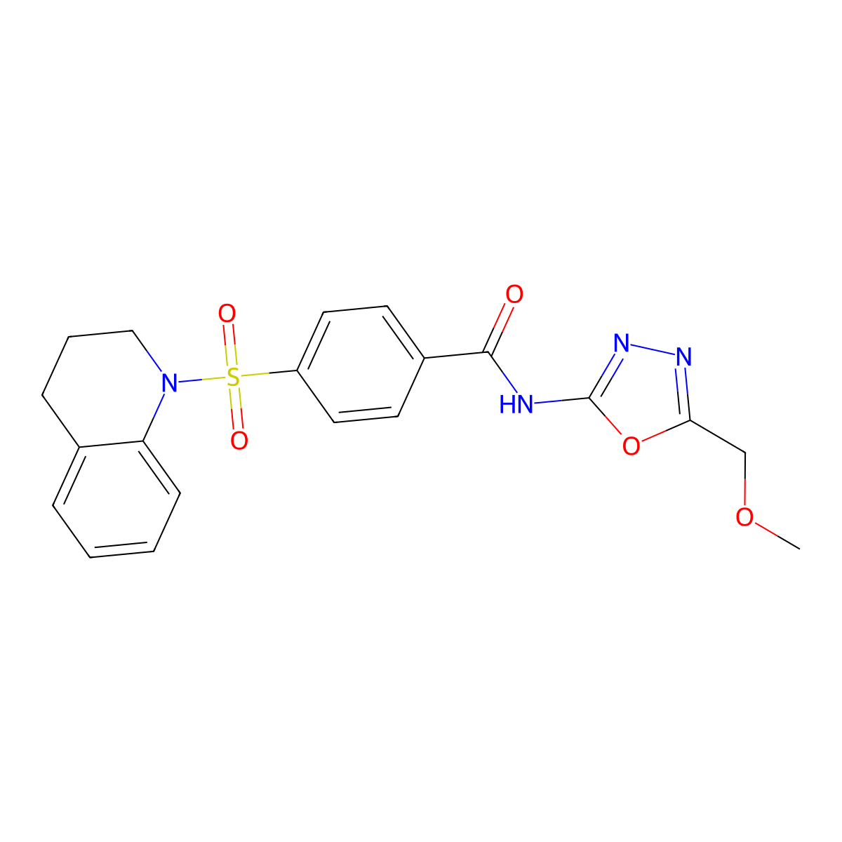 4-(3,4-dihydro-2H-quinolin-1-ylsulfonyl)-N-[5-(methoxymethyl)-1,3,4-oxadiazol-2-yl]benzamide molecular structure, CAS 862807-09-8