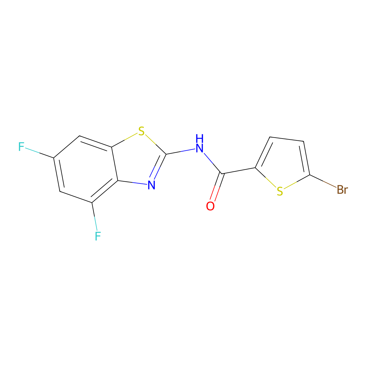 5-bromo-N-(4,6-difluoro-1,3-benzothiazol-2-yl)thiophene-2-carboxamide molecular structure, CAS 862807-13-4