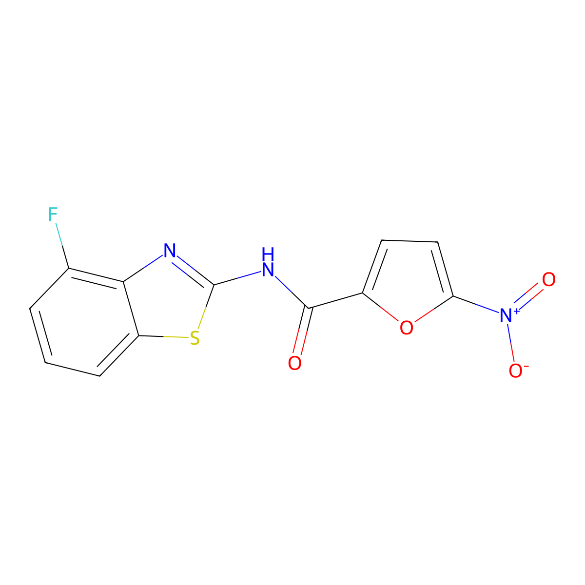 N-(4-fluoro-1,3-benzothiazol-2-yl)-5-nitrofuran-2-carboxamide molecular structure, CAS 862807-21-4