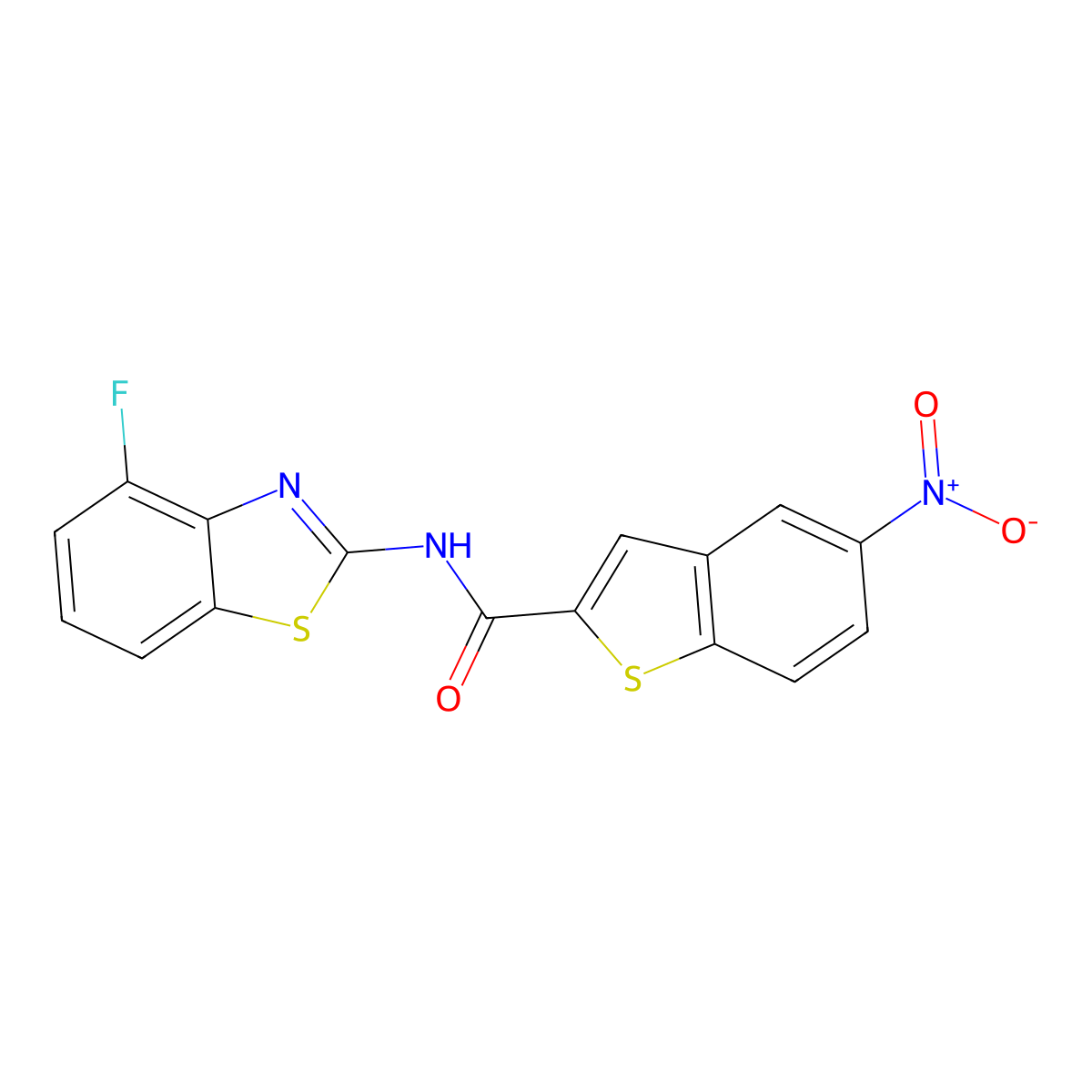 N-(4-fluoro-1,3-benzothiazol-2-yl)-5-nitro-1-benzothiophene-2-carboxamide molecular structure, CAS 862807-24-7