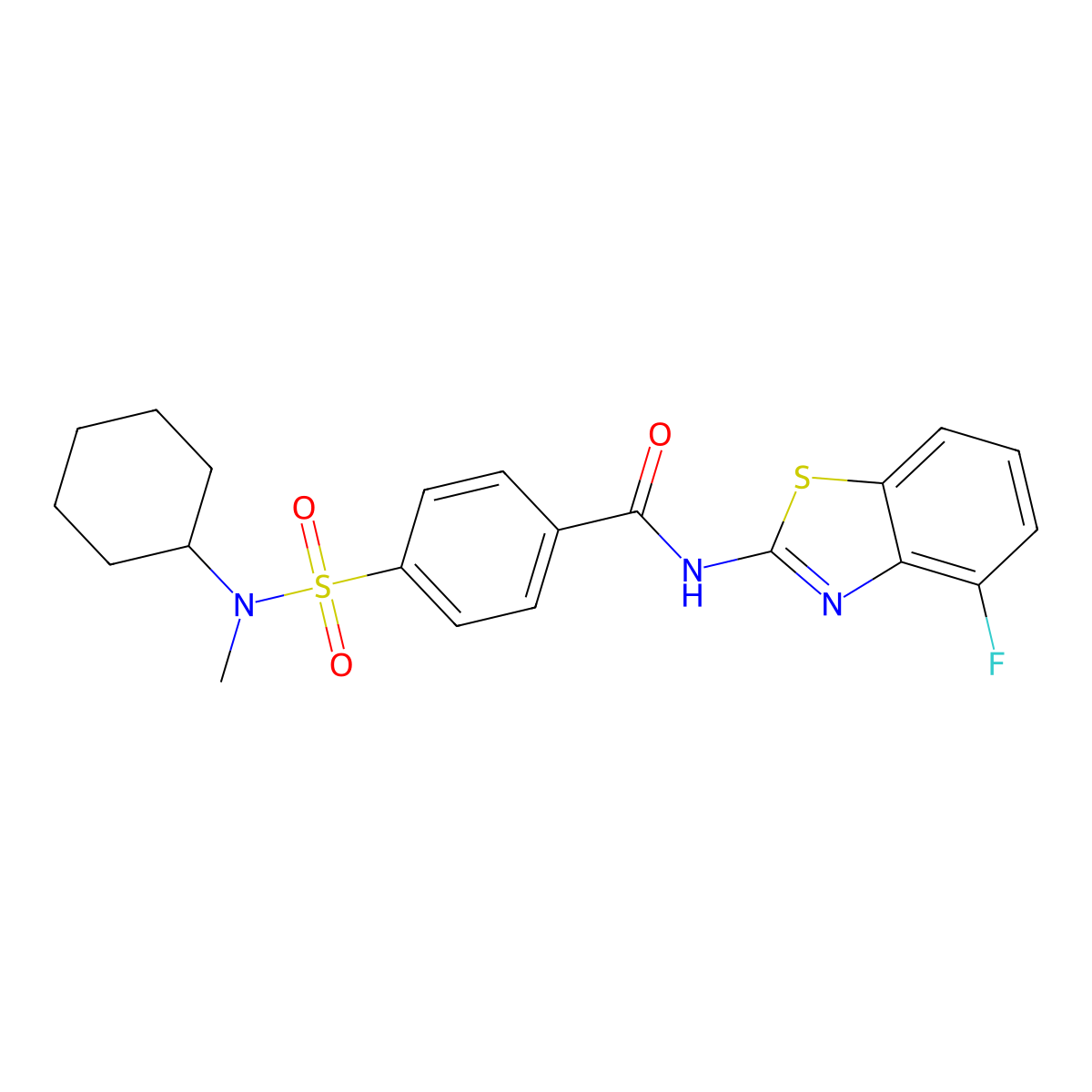 4-[cyclohexyl(methyl)sulfamoyl]-N-(4-fluoro-1,3-benzothiazol-2-yl)benzamide molecular structure, CAS 862807-27-0