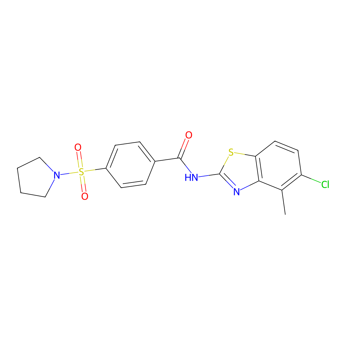 N-(5-chloro-4-methylbenzo[d]thiazol-2-yl)-4-(pyrrolidin-1-ylsulfonyl)benzamide molecular structure, CAS 862807-30-5