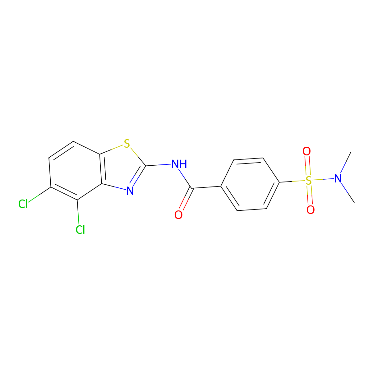 N-(4,5-dichloro-1,3-benzothiazol-2-yl)-4-(dimethylsulfamoyl)benzamide molecular structure, CAS 862807-32-7