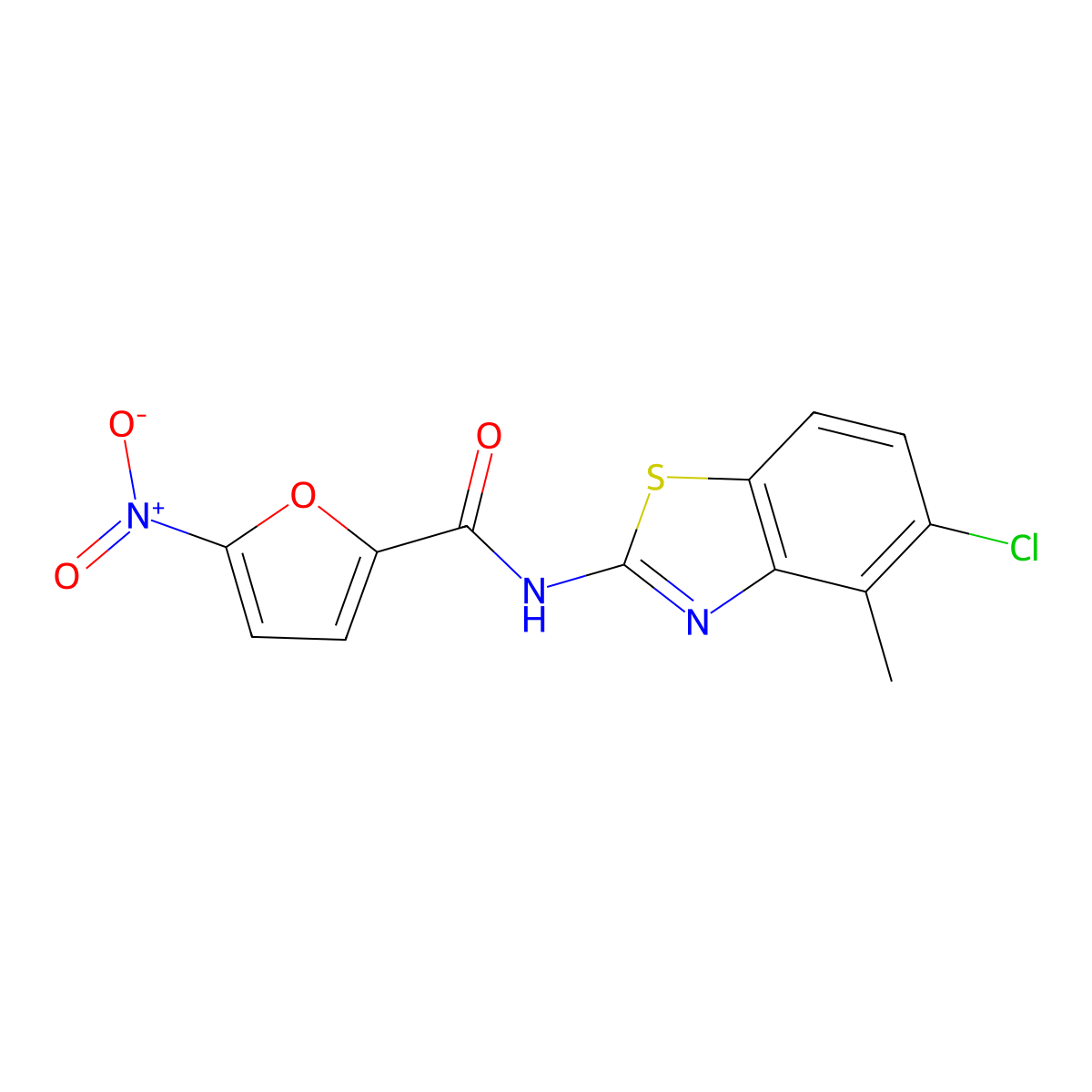 N-(5-chloro-4-methyl-1,3-benzothiazol-2-yl)-5-nitrofuran-2-carboxamide molecular structure, CAS 862807-35-0